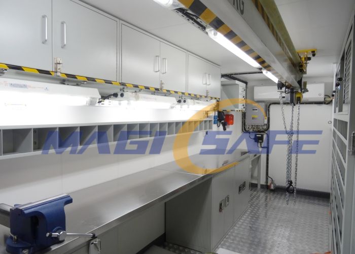 modular offshore rigging loft container with flexible configuration